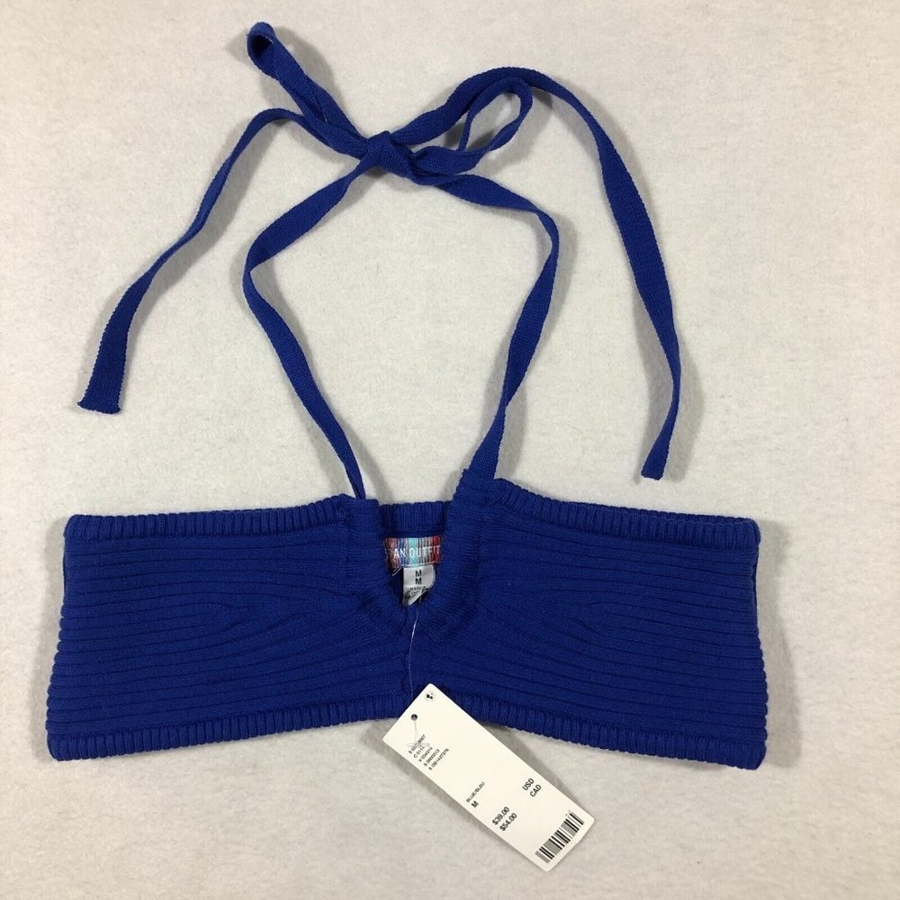 NEW UO Urban Outfitters  Medium Bright Blue Ribbed Crop Top Bandeau NWT $39